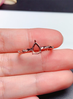 水滴形5*7mm戒指空托女饰品 925纯银 代镶嵌 蓝宝石 坦桑石  s