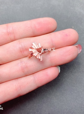 s925银饰品戒指空托古法银 心形5*5mm代镶石榴石 坦桑石碧玺 w