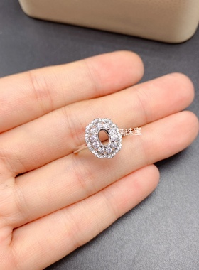 s925银饰品戒指空托豪华款椭圆形4*6mm代镶红宝石 祖母绿时尚 x