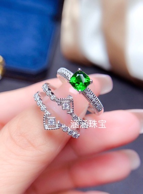 s925银饰品戒指空托透辉石石榴石
