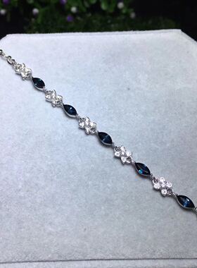 925纯银手链空托代镶马眼蓝宝石