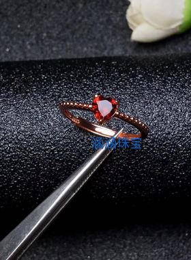 925纯银戒指空托小巧心形代镶