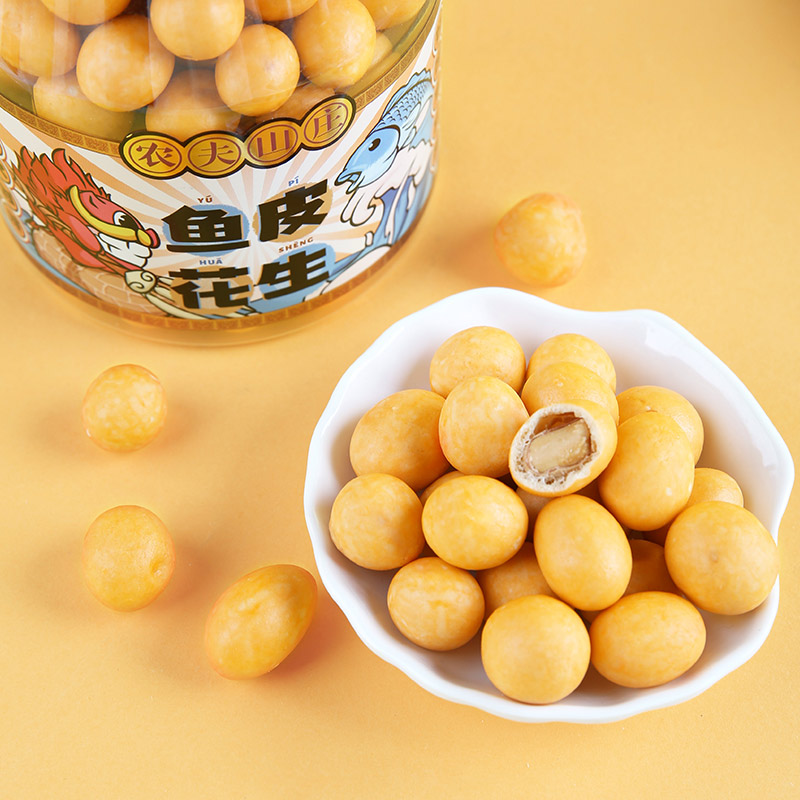 农夫山庄多味鱼皮花生彩皮花生豆下酒菜花生米坚果炒货怀旧零食