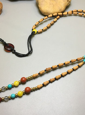 橄榄核佛牌链蜜蜡唐卡挂件绳翡翠