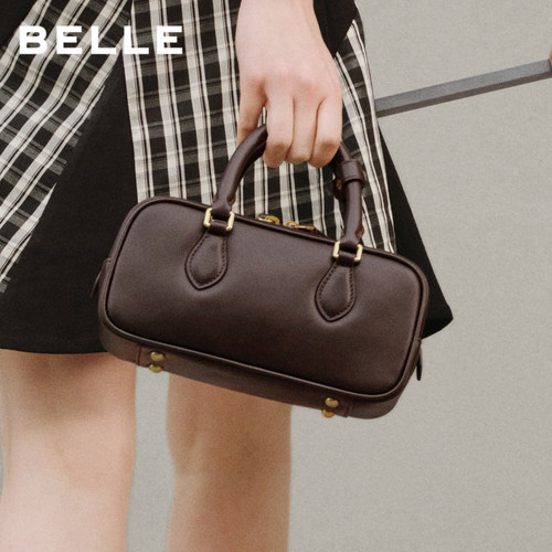 【圣诞礼物】百丽包包女25冬商场同款绵绵吐司波士顿包X7471AX6 - 图1