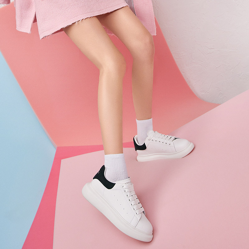 百丽厚底小白鞋2023春季新款女鞋 百丽时尚休闲鞋
