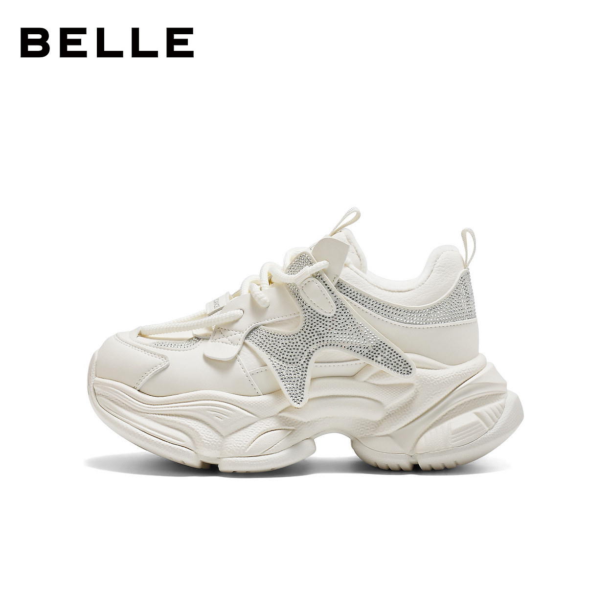 百丽精致水钻老爹鞋女2026春新商场同款厚底增高休闲鞋F3P1DAM6,淘宝优惠券,粉丝福利购,淘宝优惠卷