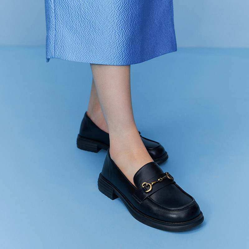 百丽复古乐福鞋2023春季新款小皮鞋 百丽乐福鞋（豆豆鞋）