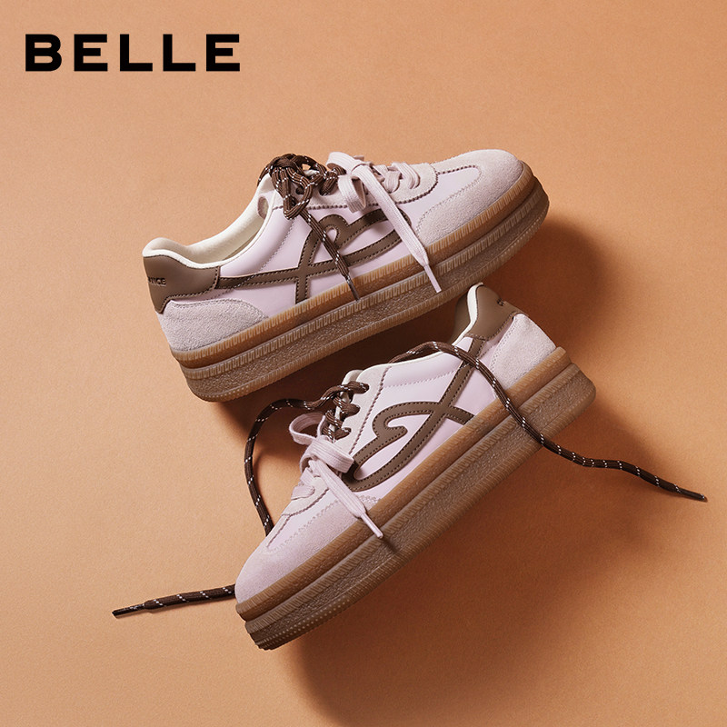 百丽厚底流心曲奇复古德训鞋红色新年增高加绒棉鞋双鞋带休闲鞋子,淘宝优惠券,粉丝福利购,淘宝优惠卷