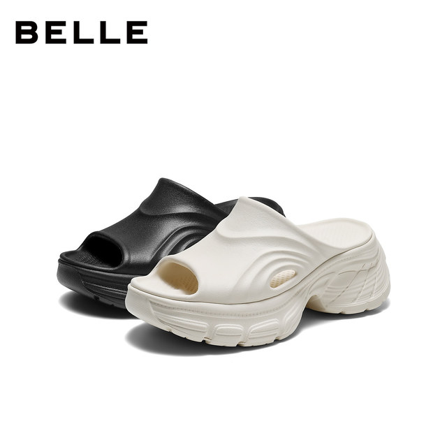 Belle Simple and Comfortable Croc Shoes Women's 2026 Xia Xin Shopping Mall Same Style Thick-soled Increased Casual Slippers BKM35B Pre-