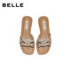 Belle fine diamond slip-on women's 2026 summer new flat-soled indoor and outdoor beach slippers F7A1D
