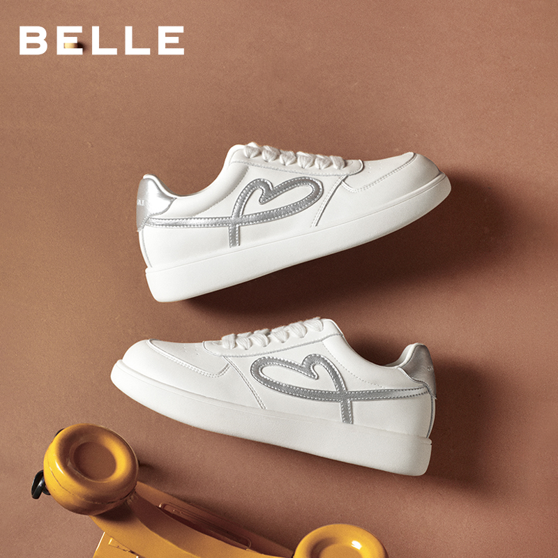 百丽女鞋子简约百搭小白鞋女2026春季新款运动休闲板鞋E9T1DAM6 - 图0