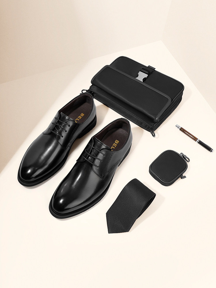 百丽真皮商务正装2023春男士预男鞋 百丽正装皮鞋