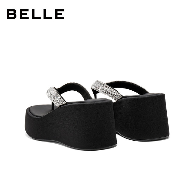 Belle full diamond herringbone wedge heel thick-soled slippers for women 26 new summer style increase height can be worn outside sandals