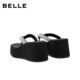 Belle full diamond herringbone wedge heel thick-soled slippers for women 26 new summer style increase height can be worn outside sandals