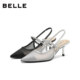 Belle comfortable see-through mesh toe-cap sandals for women 2026 Xia Xin shopping mall same style elegant high-heeled sandals 3J438BH6