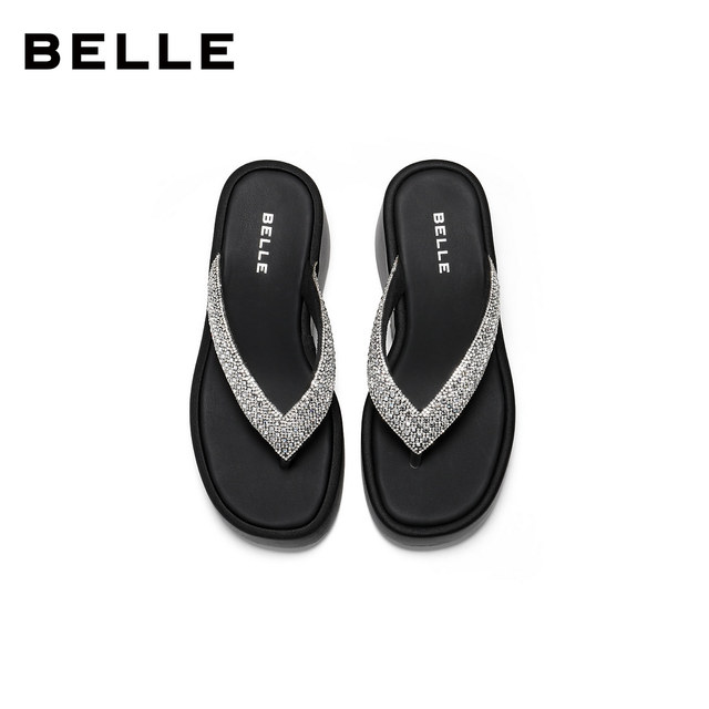 Belle full diamond herringbone wedge heel thick-soled slippers for women 26 new summer style increase height can be worn outside sandals