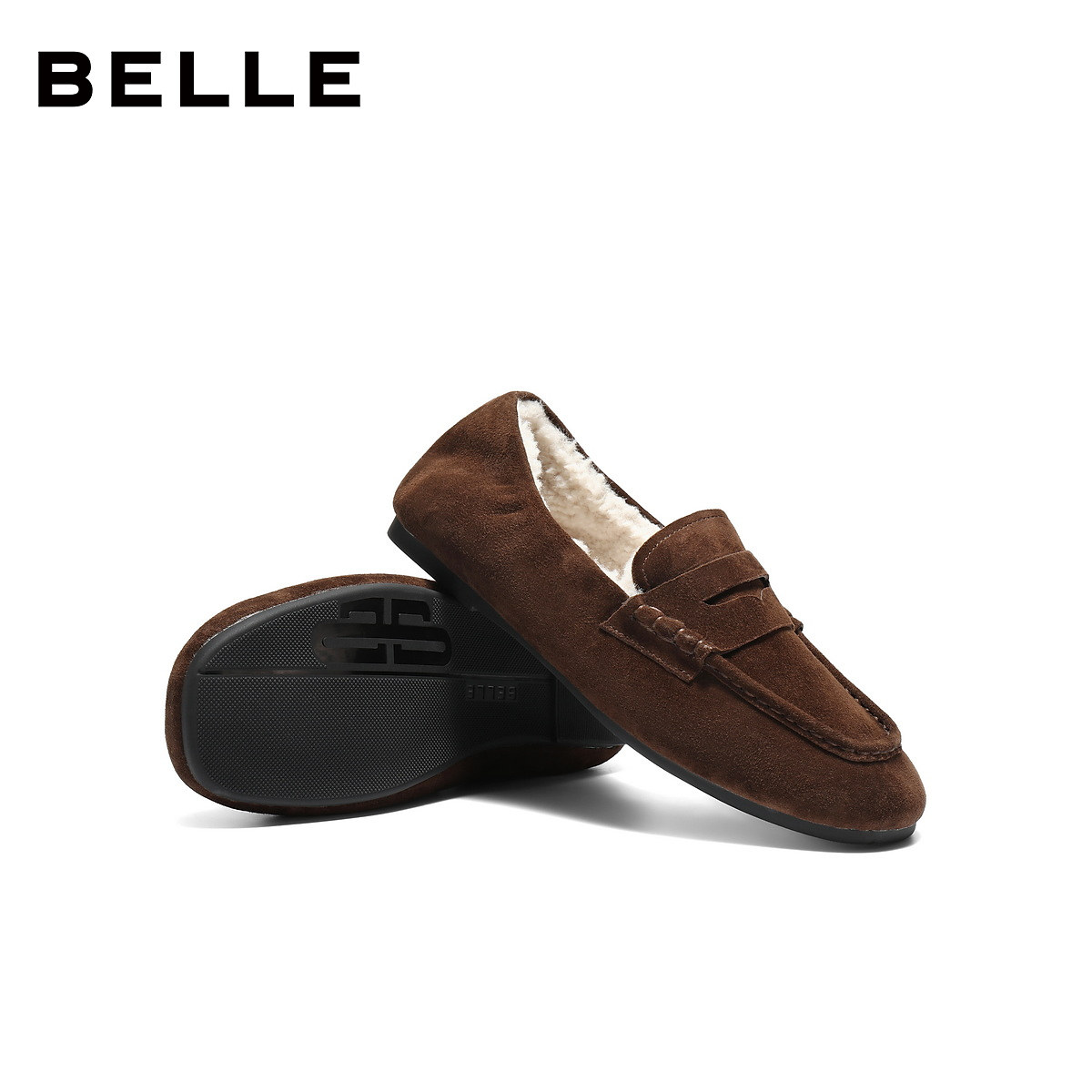 百丽肉桂卷复古乐福棉鞋女2026新款加绒毛毛雪地靴单鞋B3019AM6,淘宝优惠券,粉丝福利购,淘宝优惠卷