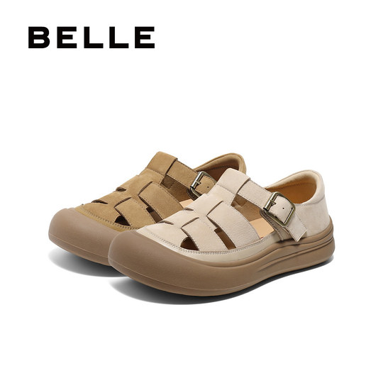 Дышащие римские сандалии Belle, новые летние женские туфли Baotou на толстой подошве, туфли для мам в форме свиньи, D6T1DBK5