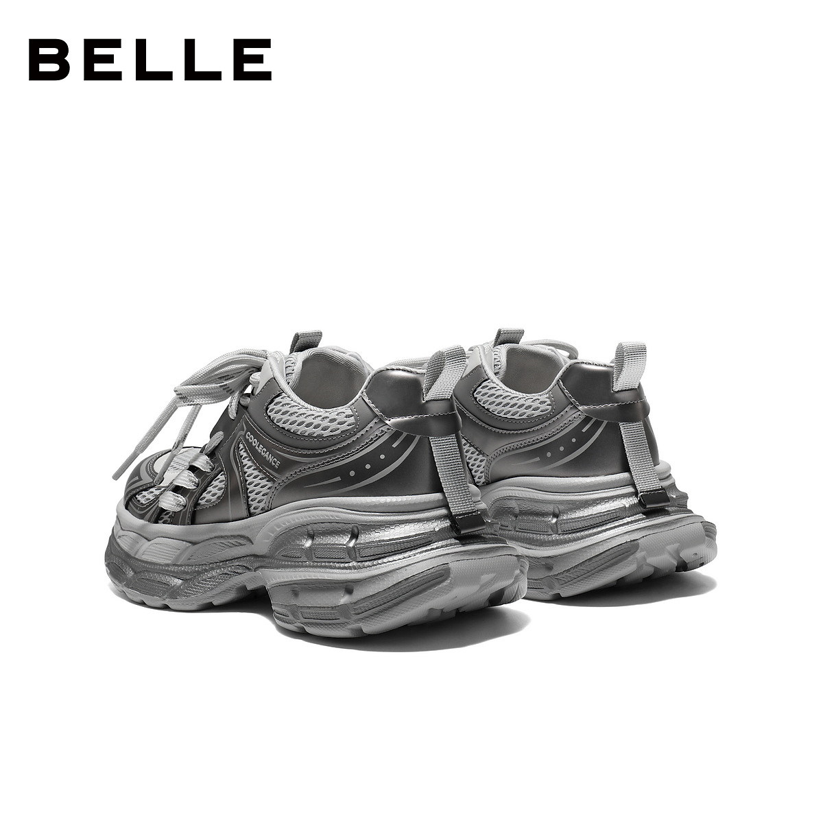 百丽厚底网面银灰色老爹鞋女2026春季新款运动休闲鞋子B3032AM6预,淘宝优惠券,粉丝福利购,淘宝优惠卷