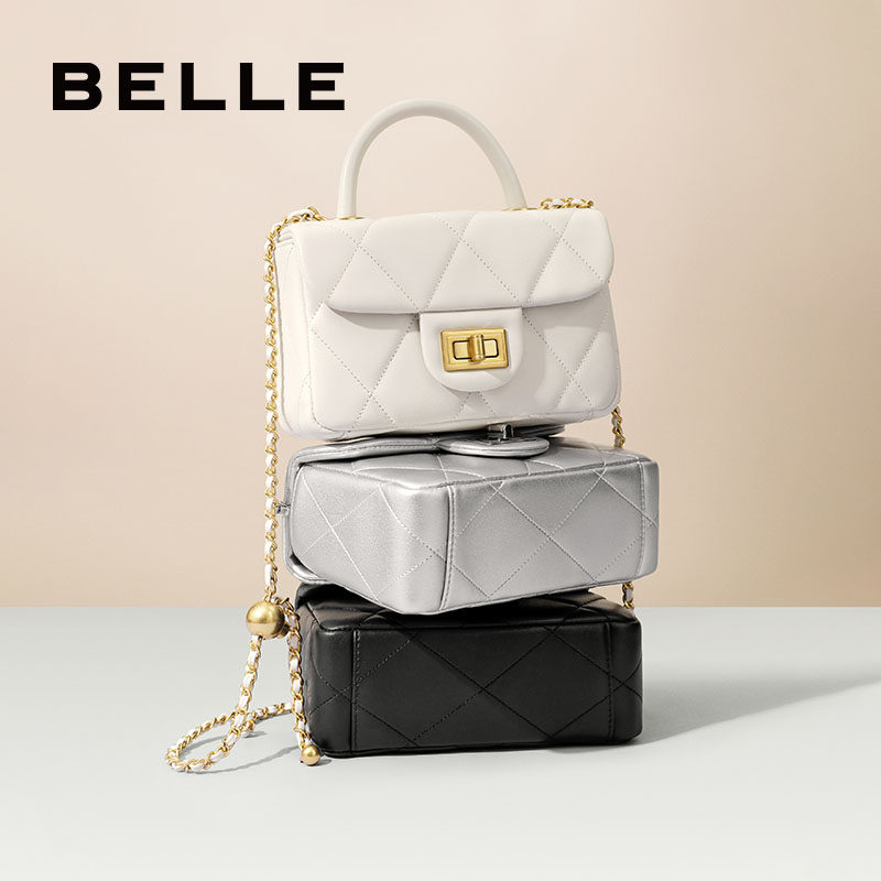 百丽包包女冬季新含羊皮小香风盒子单肩斜挎手提小方X7098DX4,淘宝优惠券,粉丝福利购,淘宝优惠卷