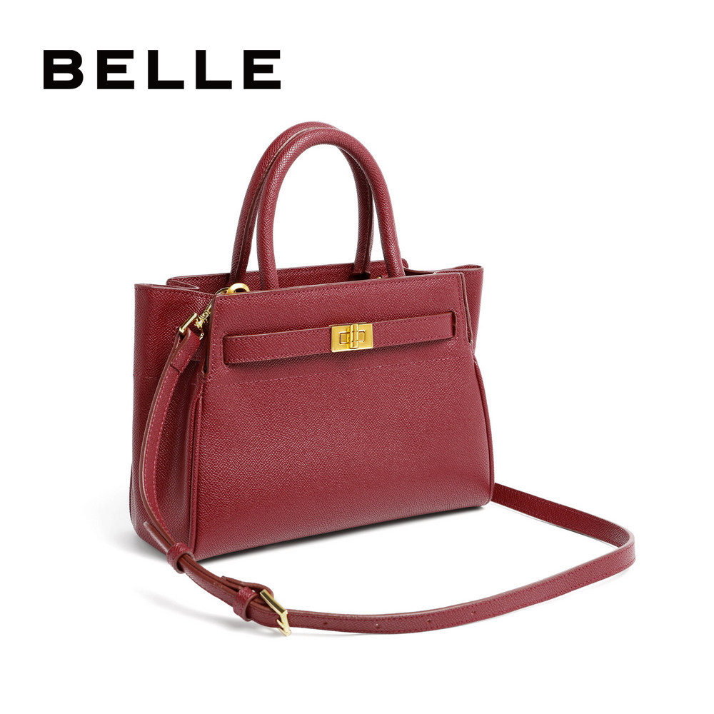 百丽2020秋新商场同款金属扣托特包 百丽女士包袋