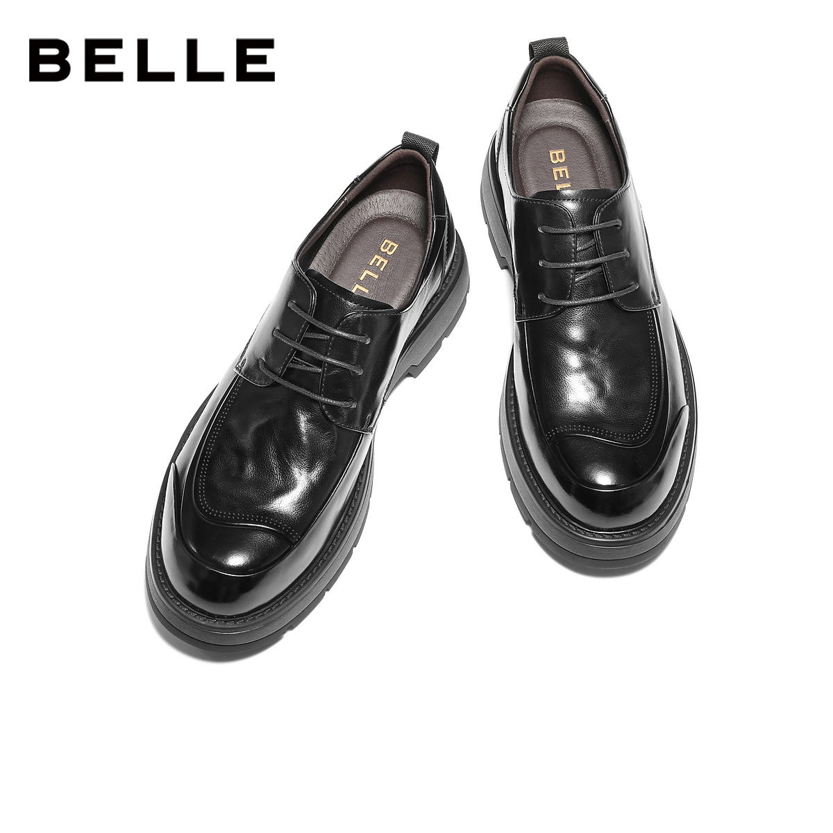 百丽男鞋厚底商务真牛皮鞋男士26春新商场款通勤休闲婚鞋8ZN01AM6 - 图1