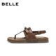 Belle washed horsehide flip-up sandals 2026 summer new thin-soled casual sandals for women B3110BL6 pre-