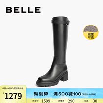 Thyme Coarse Heels Fashion Boots Female Winter New Mall with Thick Bottom Accessories LONG BARREL BOOT PLUS SUEDE 3XG70DG1