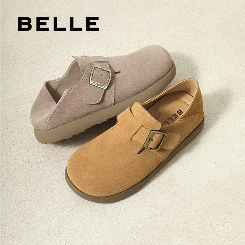 百丽厚底勃肯毛毛棉鞋女冬季新款雪地靴防滑加绒全包一脚蹬乐福鞋,淘宝优惠券,粉丝福利购,淘宝优惠卷