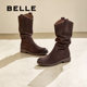 Belle Western Cowboy Boots Women's Boots New Long Boots Winter Pile Boots High Boots D2L1DDG4