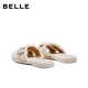 Belle resort-style straw slippers for women 2026 Xia Xin lightweight thin-soled rhinestone buckle slippers B3164BT6 pre-