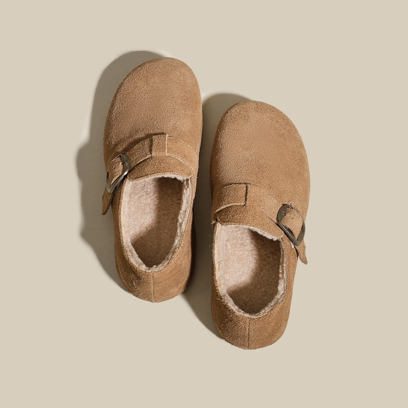 全包勃肯鞋女加绒2025秋冬季新款复古一脚蹬厚底保暖羊羔毛毛棉鞋,淘宝优惠券,粉丝福利购,淘宝优惠卷