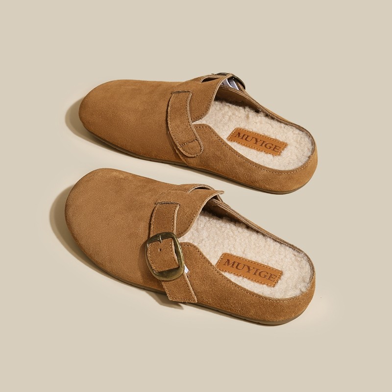 勃肯鞋女包头半拖鞋2025秋冬羊羔毛毛鞋外穿厚底复古一脚蹬博肯鞋,淘宝优惠券,粉丝福利购,淘宝优惠卷