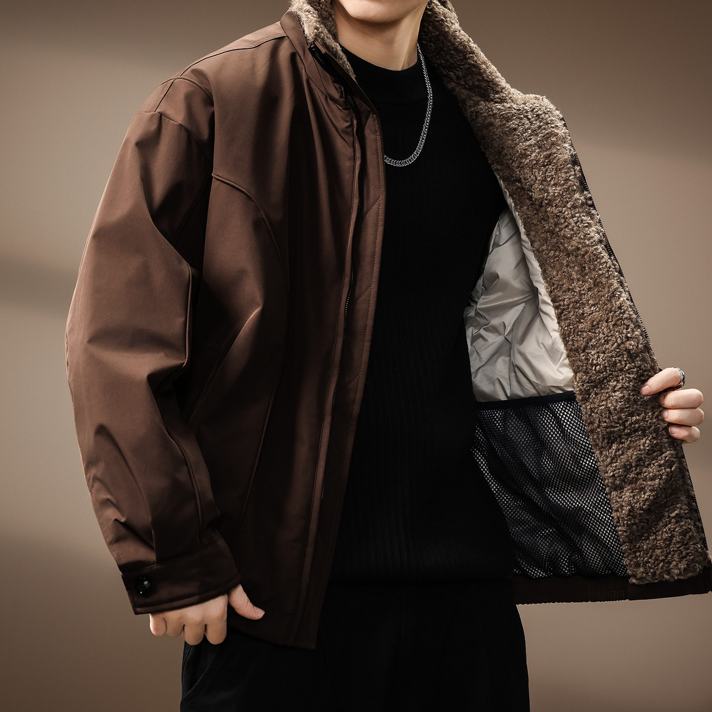 高端座山雕羊羔绒飞行员羽绒服男士冬季新款重磅保暖工装夹克外套,淘宝优惠券,粉丝福利购,淘宝优惠卷