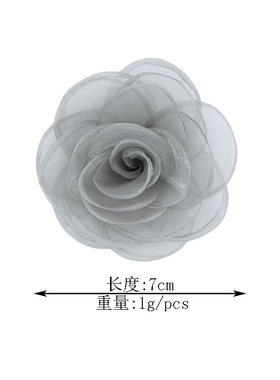 韩版欧根纱烧边雪纺网纱玫瑰花朵diy头花胸花发饰鞋帽服装配件7cm
