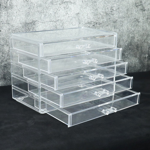 五层五抽屉整理盒护肤品盒子桌面饰品珠宝口红唇膏眉笔刷子收纳盒 - 图0