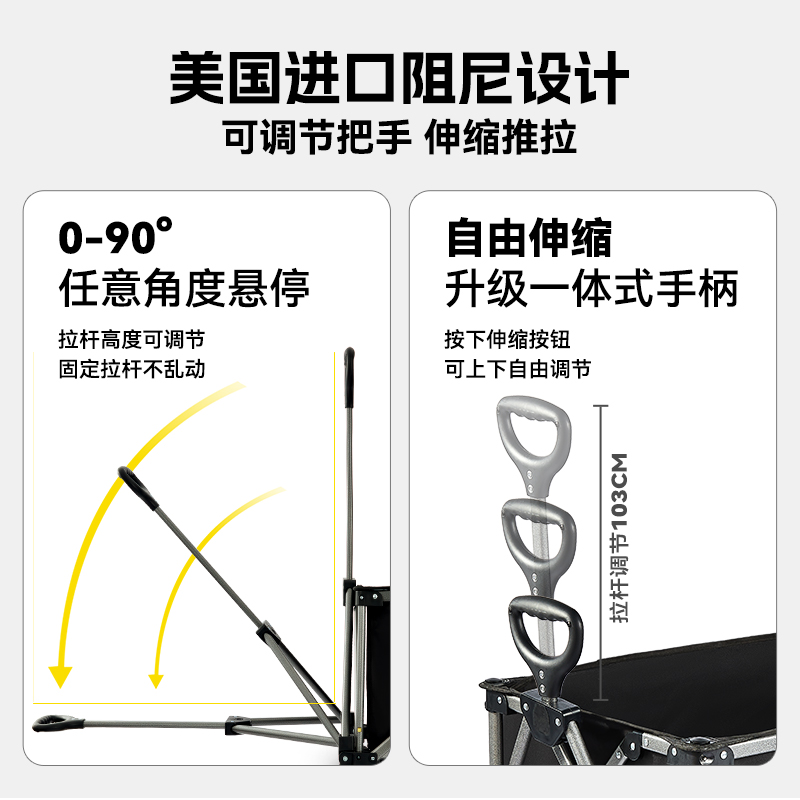 聚拢露营推车可折叠户外野餐超大营地手推车拉车旅行野营小拖车