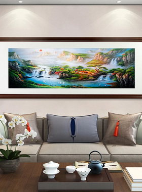 伊飞湘绣刺绣卷轴沙发装饰画礼品