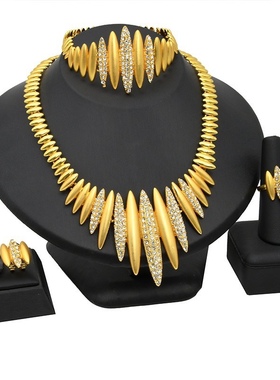 印度新款欧美套K镀真金项链耳环手链戒指 泰国黄金夸张首饰珠宝