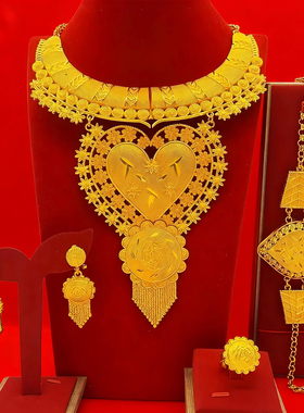 欧美花朵金色复古晚宴礼服配饰