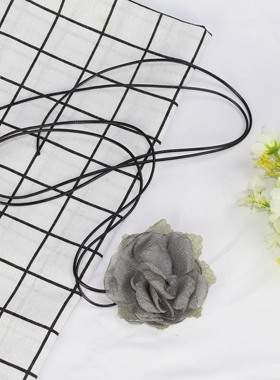 泡泡纱布花朵女立体烧边花颈链