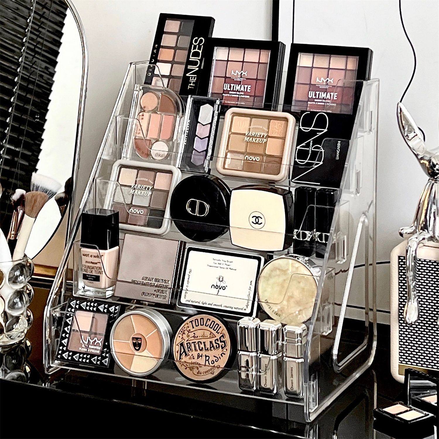 化妆品收纳盒桌面高级感亚克力阶梯架梳妆台护肤品眼影口红置物架,淘宝优惠券,粉丝福利购,淘宝优惠卷