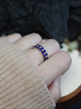 设计师原创青金石戒指镀金可调节