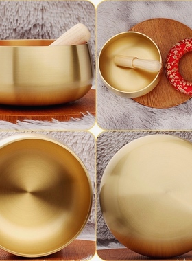 黄铜台湾颂钵佛音钵铜罄黄铜磬法器响铜钵盂静心乐器桌面金属摆件