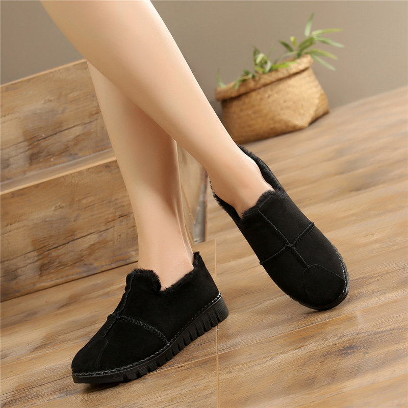 2025秋冬季老北京布鞋豆豆女鞋加绒韩版平底休闲鞋棉鞋黑色工作鞋,淘宝优惠券,粉丝福利购,淘宝优惠卷