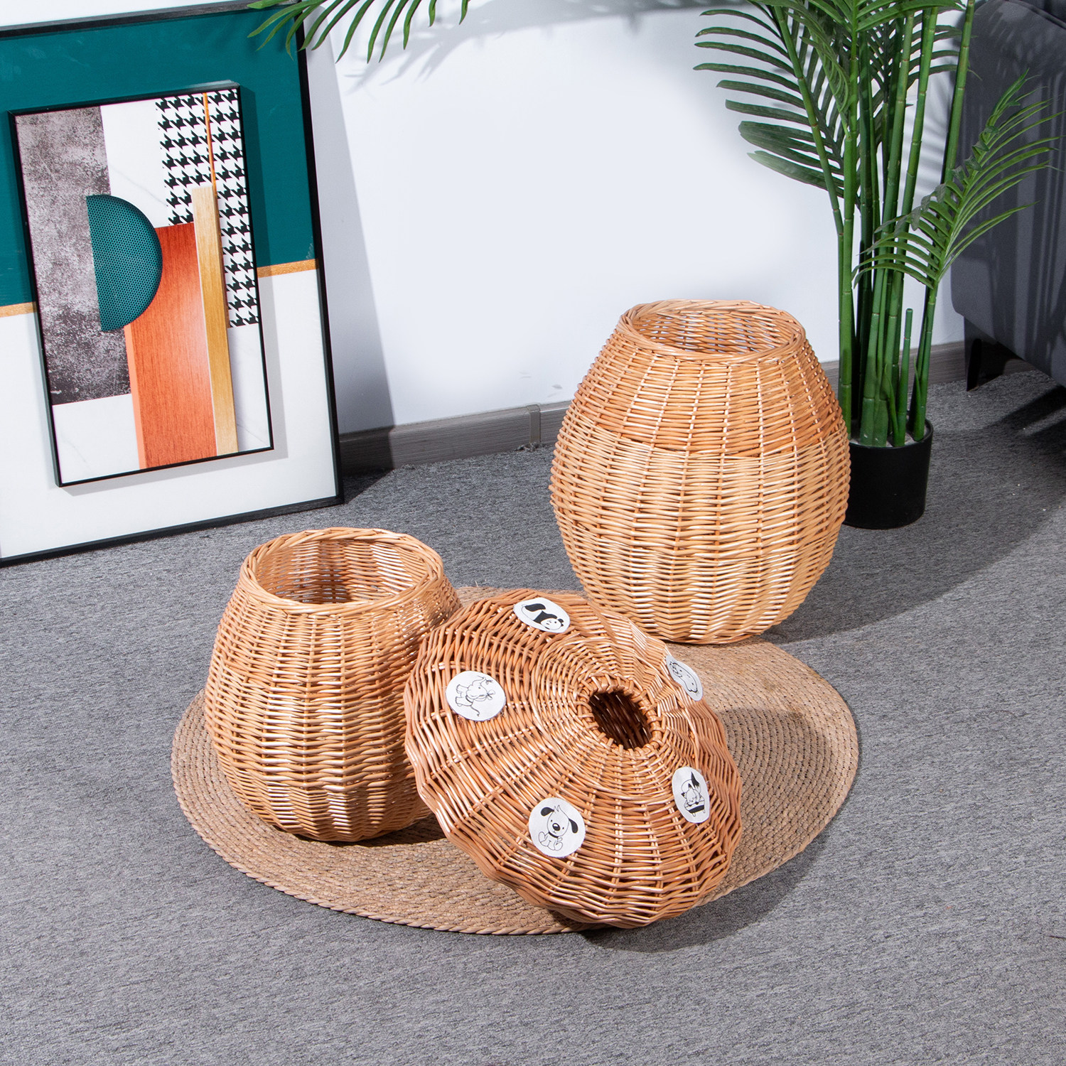 北欧风蘑菇收纳柳藤编蘑菇造型收纳儿童房幼儿园玩具收纳筐篮,淘宝优惠券,粉丝福利购,淘宝优惠卷