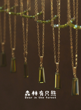 复古绿色项链水晶珠锁骨链锆石