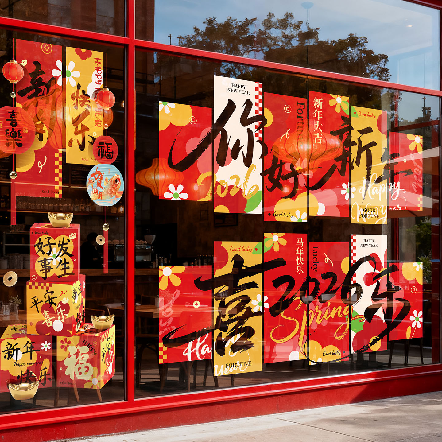 春节窗花贺年装饰品2026新款新年快乐跨年氛围玻璃贴过年静电贴纸,淘宝优惠券,粉丝福利购,淘宝优惠卷