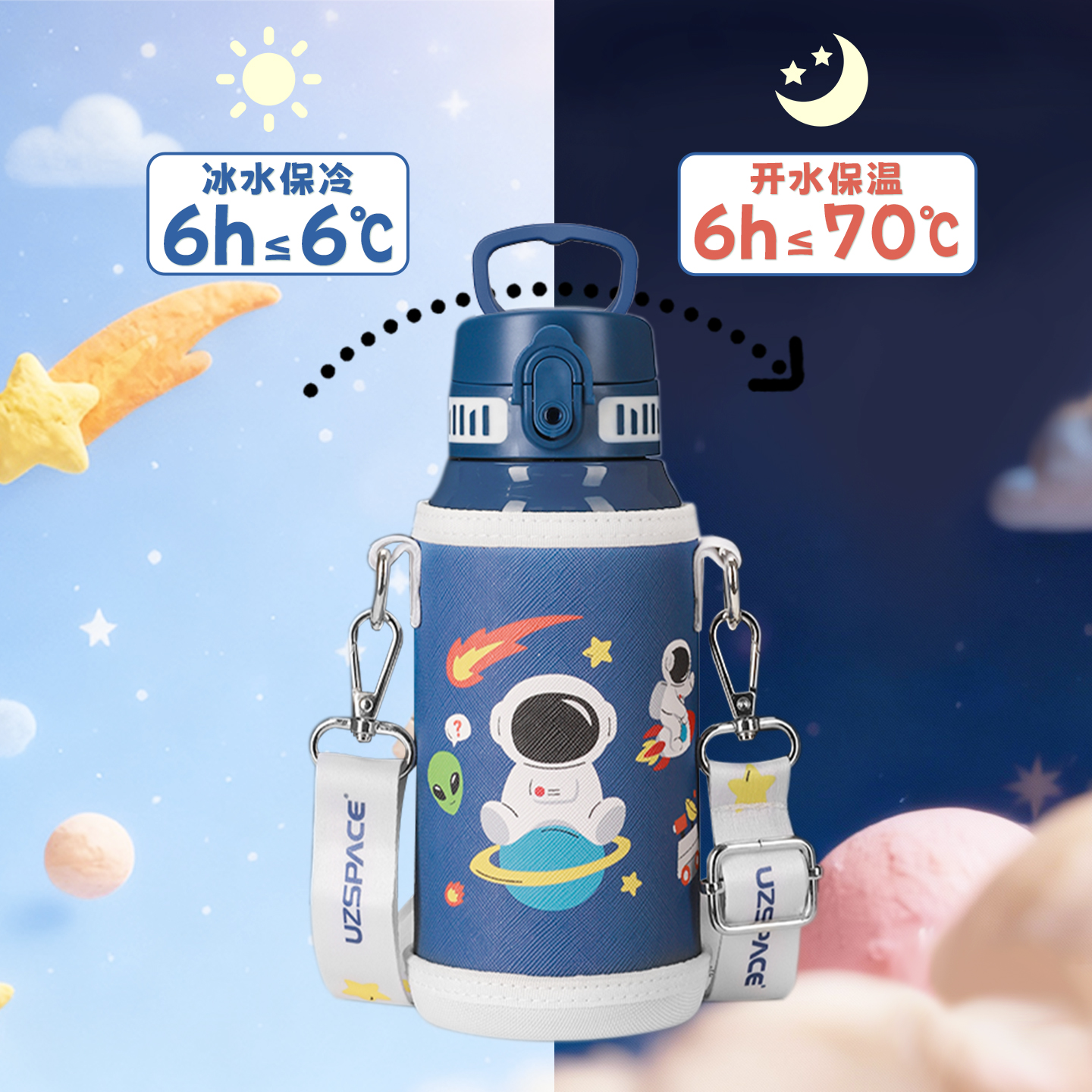 优之保温杯学生上学专用吸管杯子2025新款带杯套儿童双饮水杯礼盒 - 图2